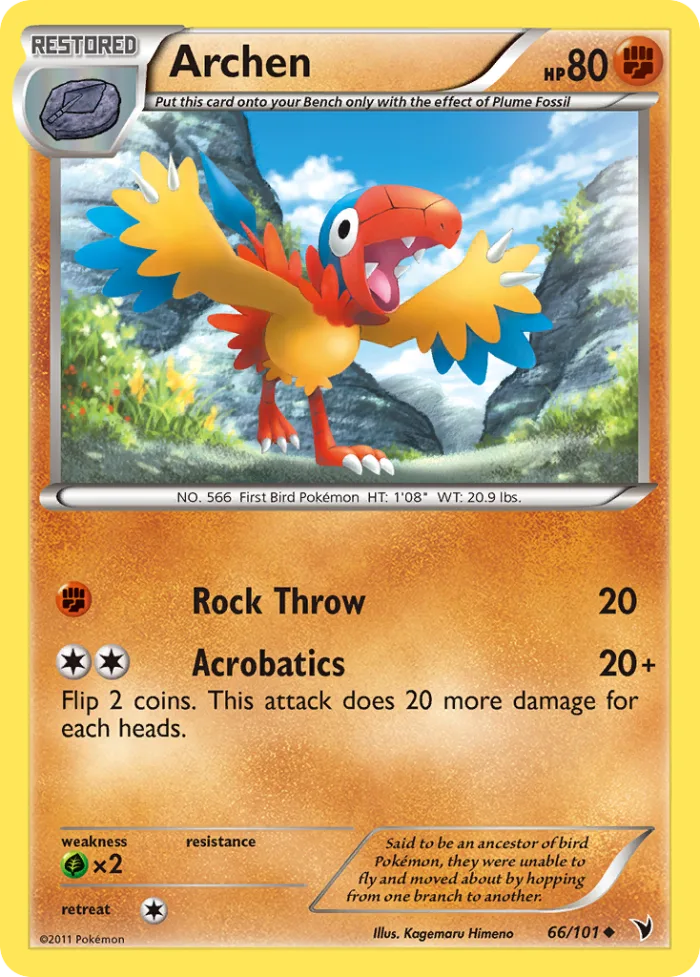 Archen #66 Noble Victories Pokemon card