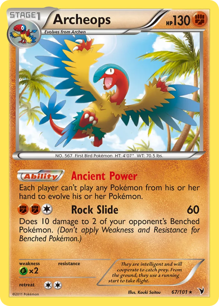 Archeops #67 Noble Victories Pokemon card