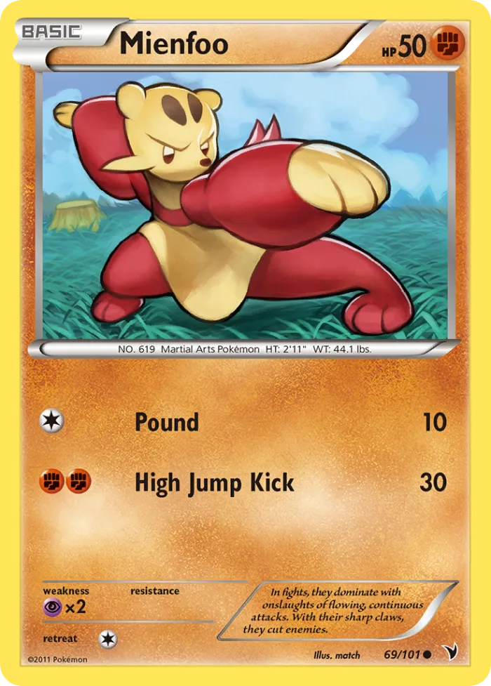 Mienfoo #69 Noble Victories Pokemon card