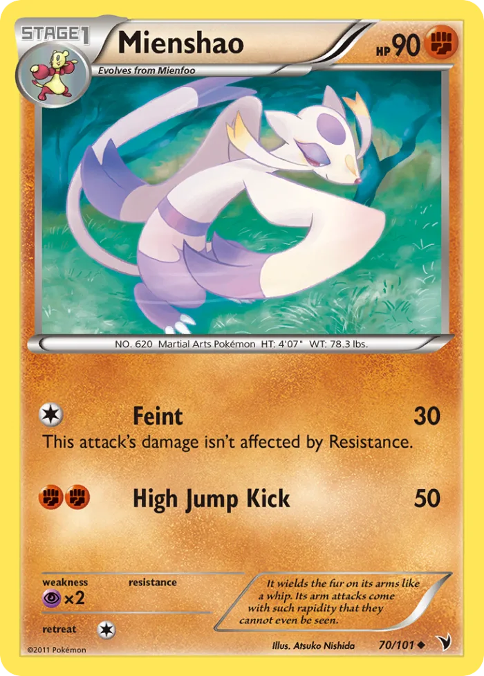 Mienshao #70 Noble Victories Pokemon card