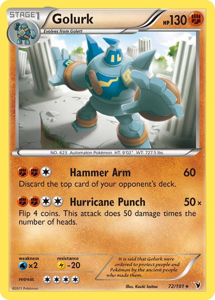 Golurk #72 Noble Victories Pokemon card