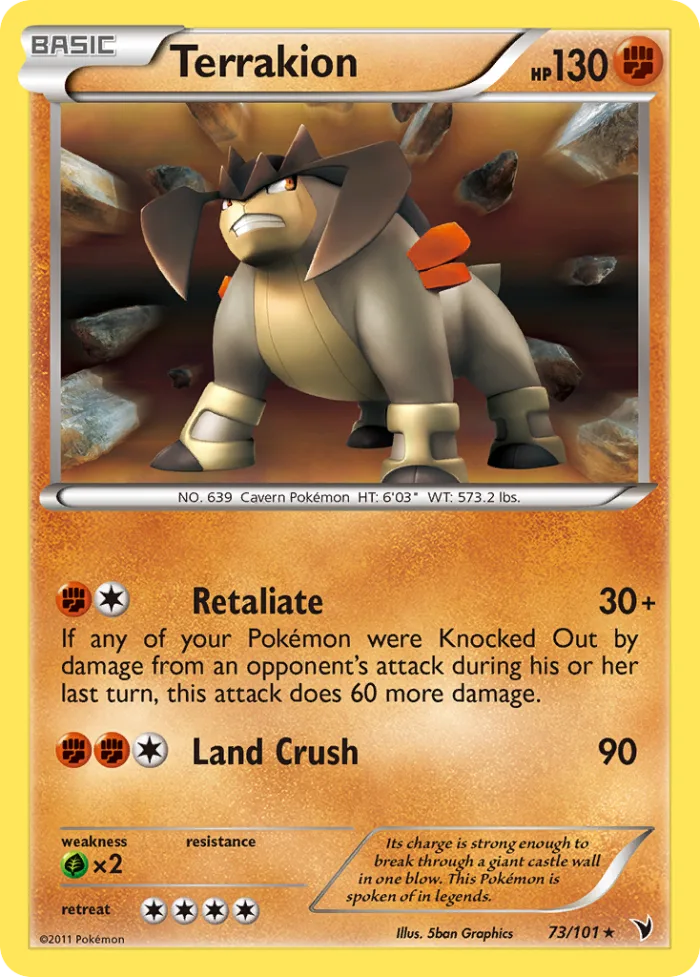 Terrakion #73 Noble Victories Pokemon card
