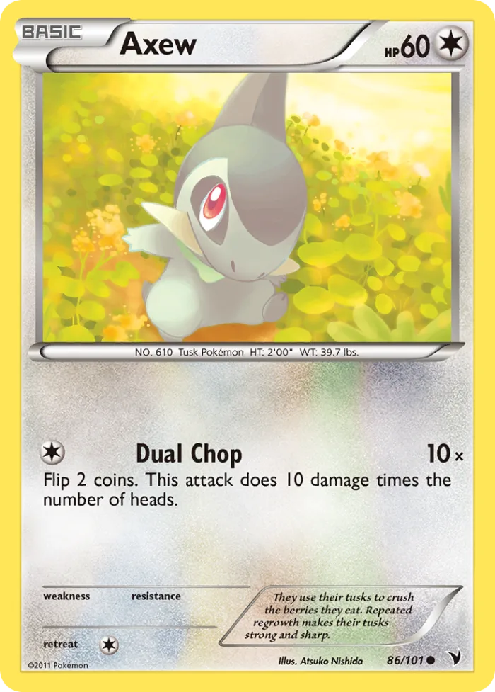 Axew #86 Noble Victories Pokemon card