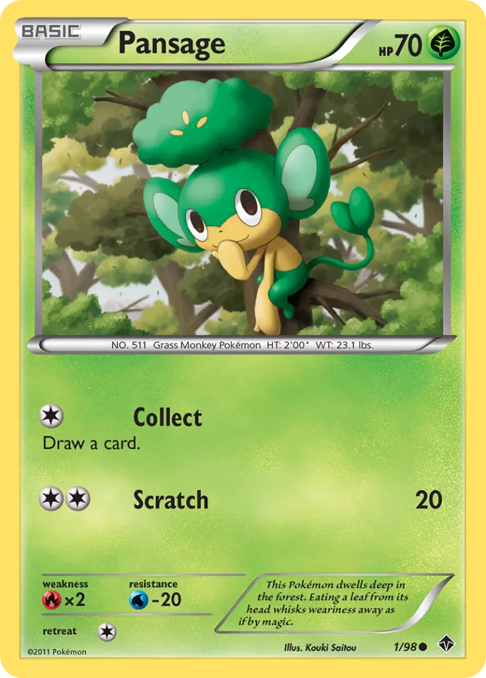 Pansage #1 Emerging Powers Pokemon card