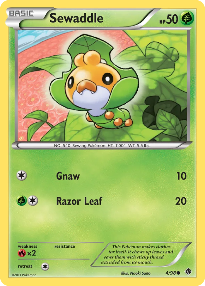 Sewaddle #4 Emerging Powers Pokemon card