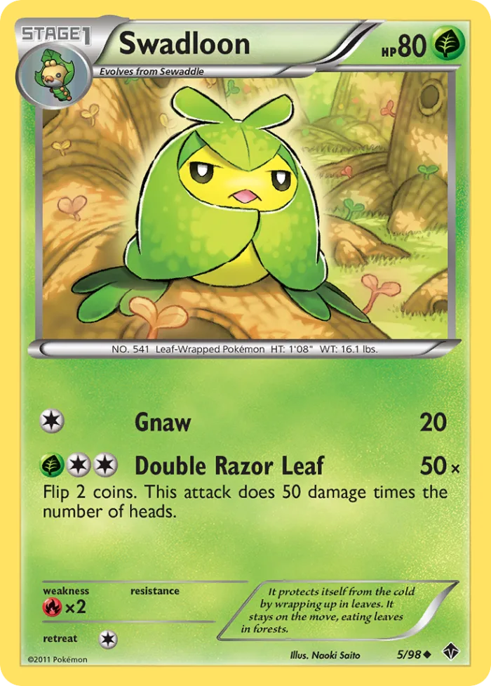Swadloon #5 Emerging Powers Pokemon card