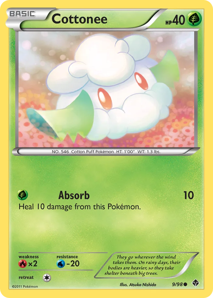Cottonee #9 Emerging Powers Pokemon card