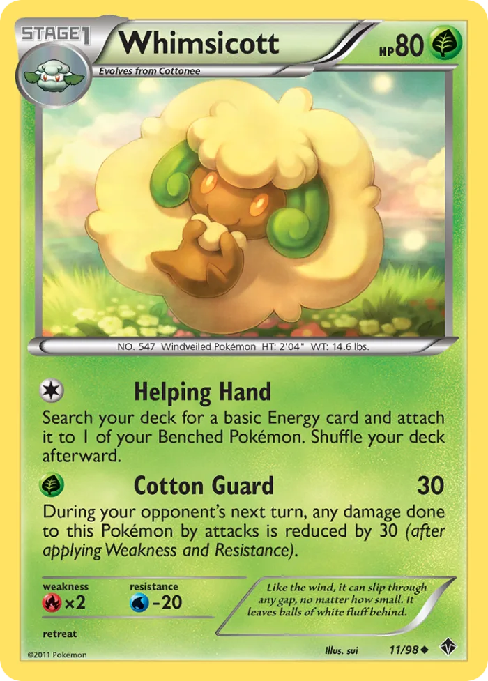 Whimsicott #11 Emerging Powers Pokemon card