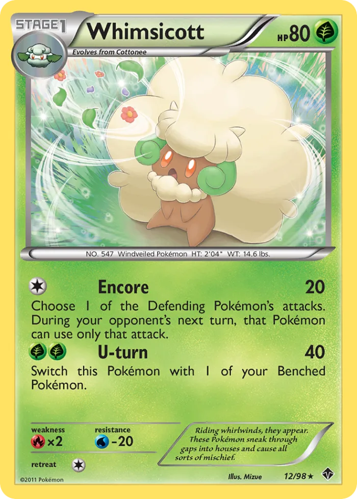 Whimsicott #12 Emerging Powers Pokemon card