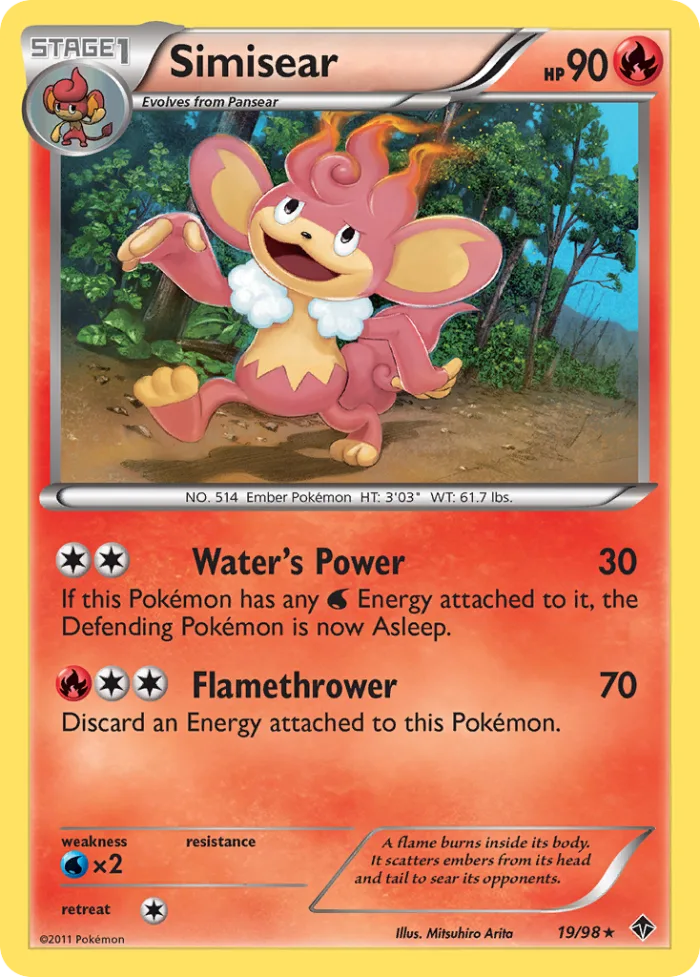 Simisear #19 Emerging Powers Pokemon card
