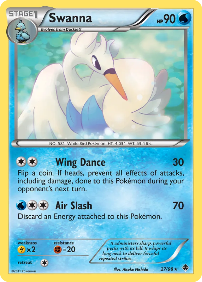Swanna #27 Emerging Powers Pokemon card