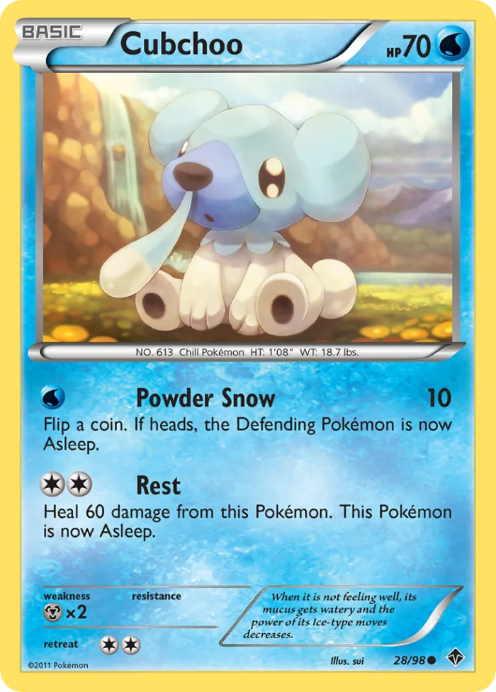 Cubchoo #28 Emerging Powers Pokemon card