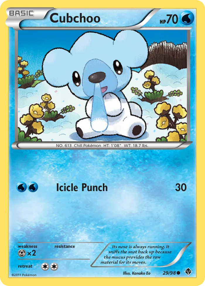 Cubchoo #29 Emerging Powers Pokemon card