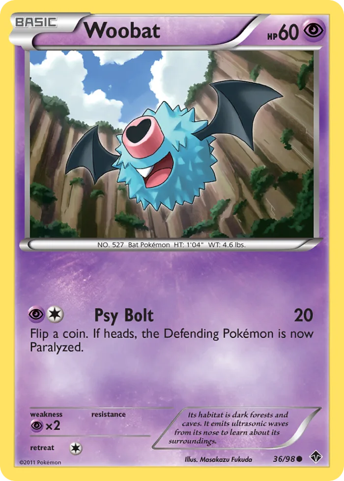 Woobat #36 Emerging Powers Pokemon card