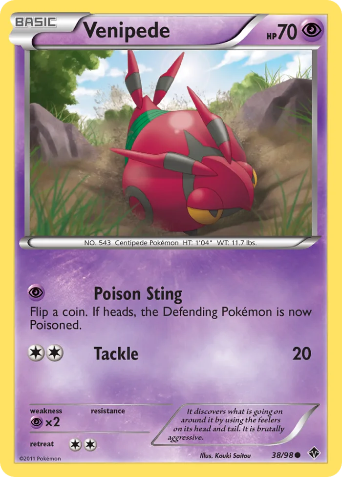 Venipede #38 Emerging Powers Pokemon card