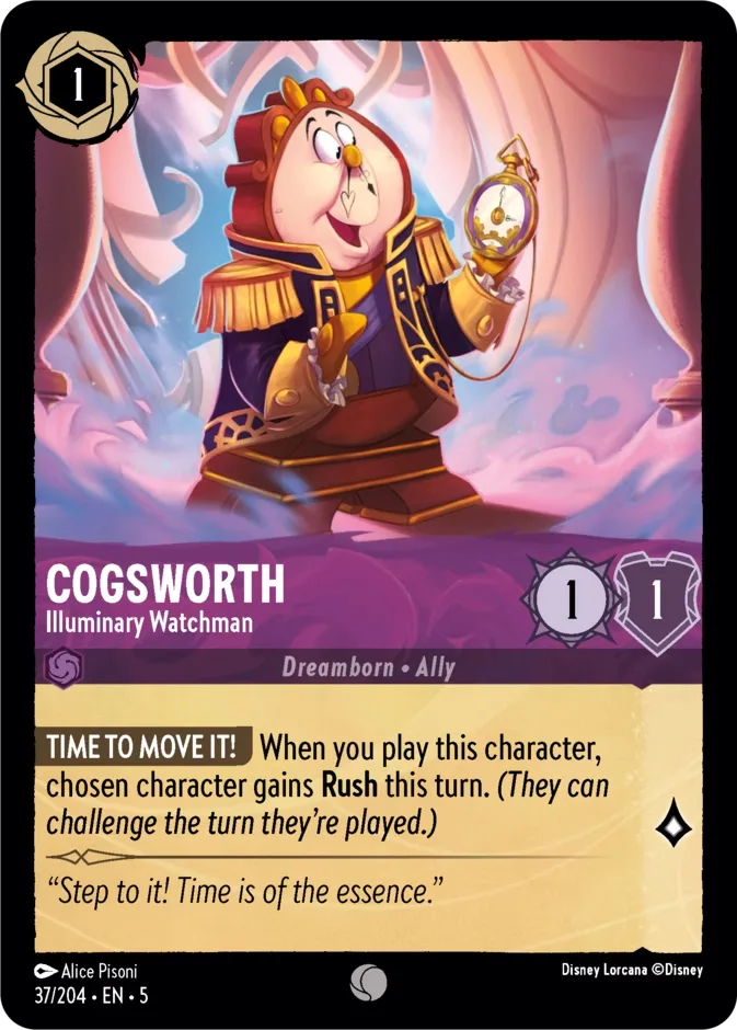 Cogsworth #37 Shimmering Skies Disney Lorcana card