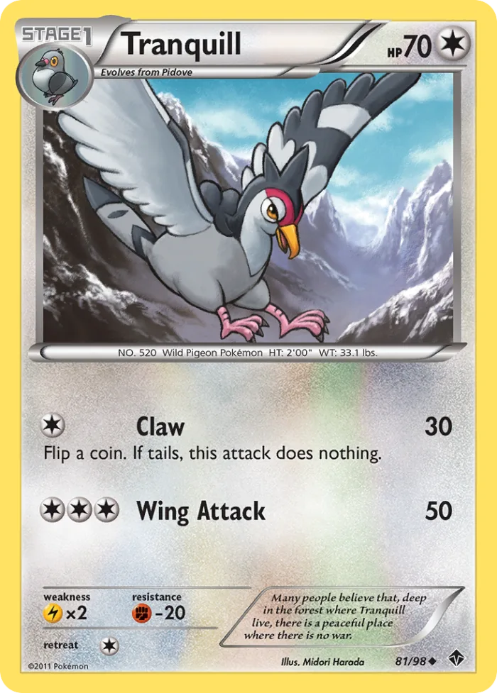 Tranquill #81 Emerging Powers Pokemon card