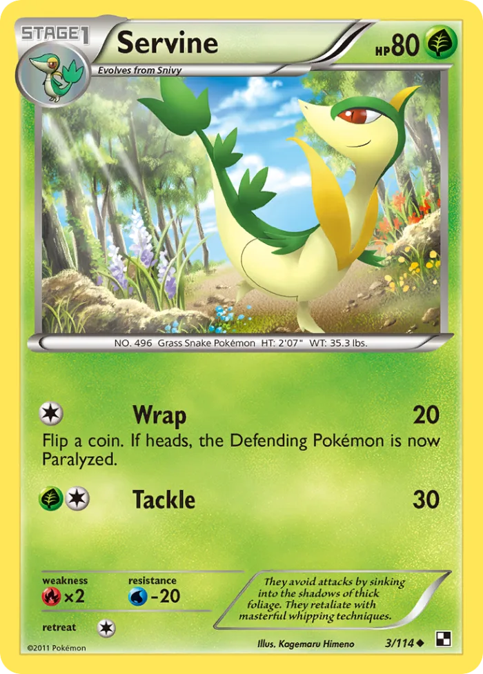 Servine #3 Black & White Pokemon card