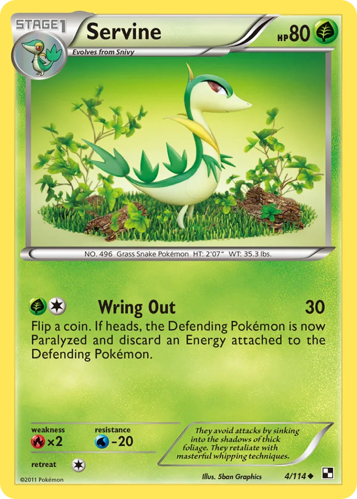 Servine #4 Black & White Pokemon card