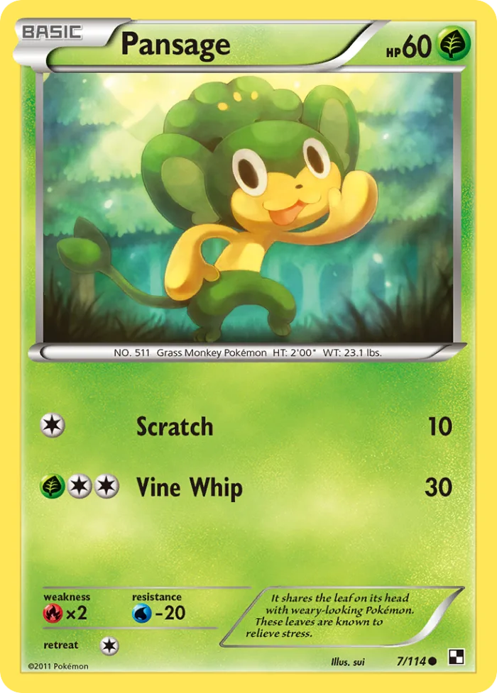 Pansage #7 Black & White Pokemon card
