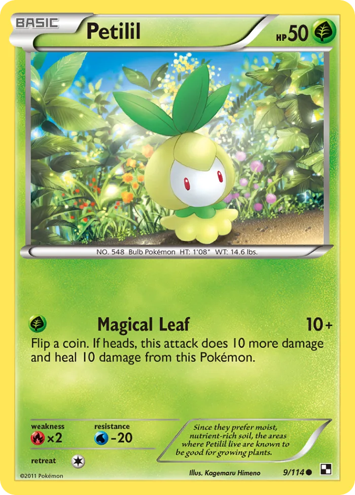 Petilil #9 Black & White Pokemon card