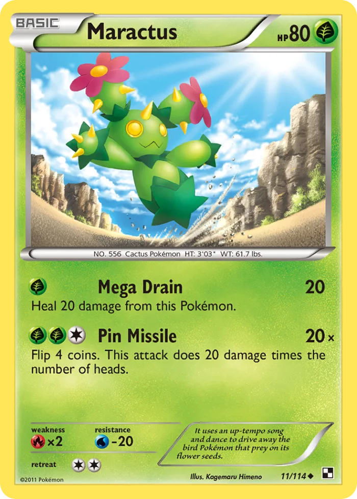 Maractus #11 Black & White Pokemon card