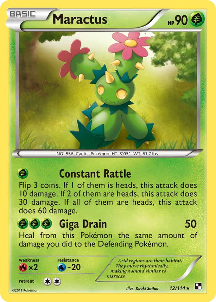 Maractus #12 Black & White Pokemon card