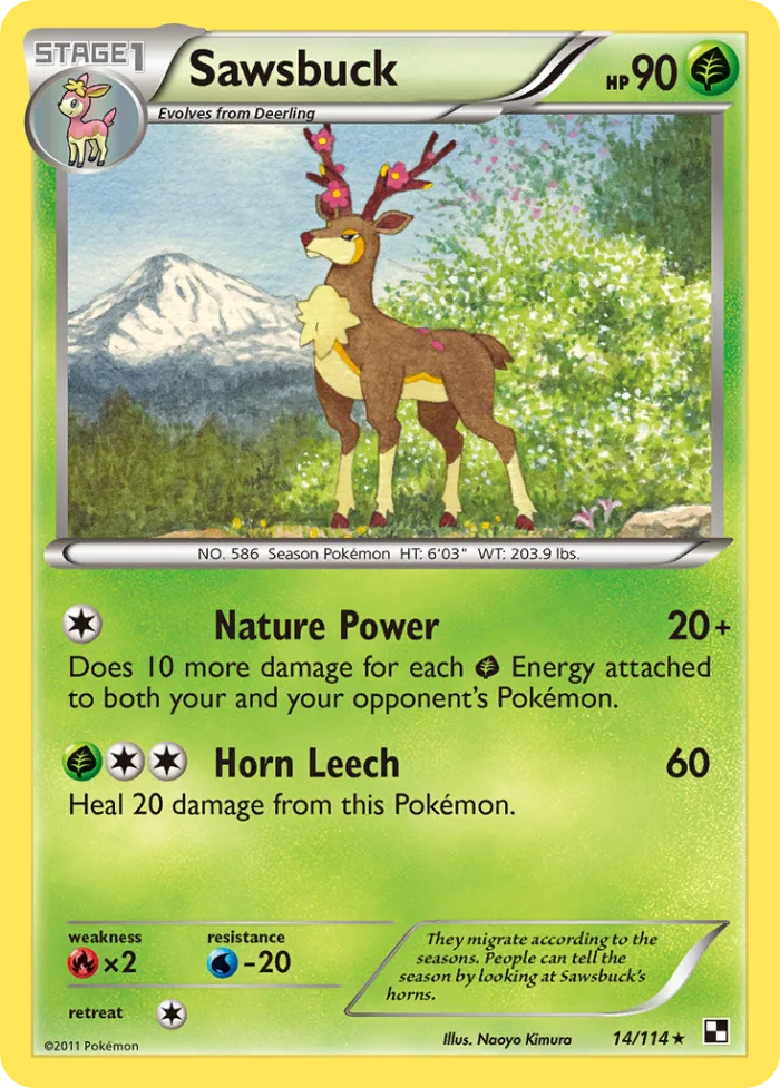 Sawsbuck #14 Black & White Pokemon card