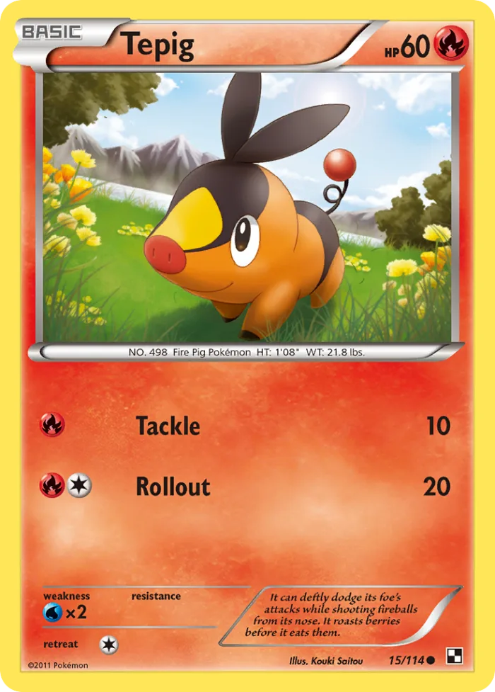 Tepig #15 Black & White Pokemon card