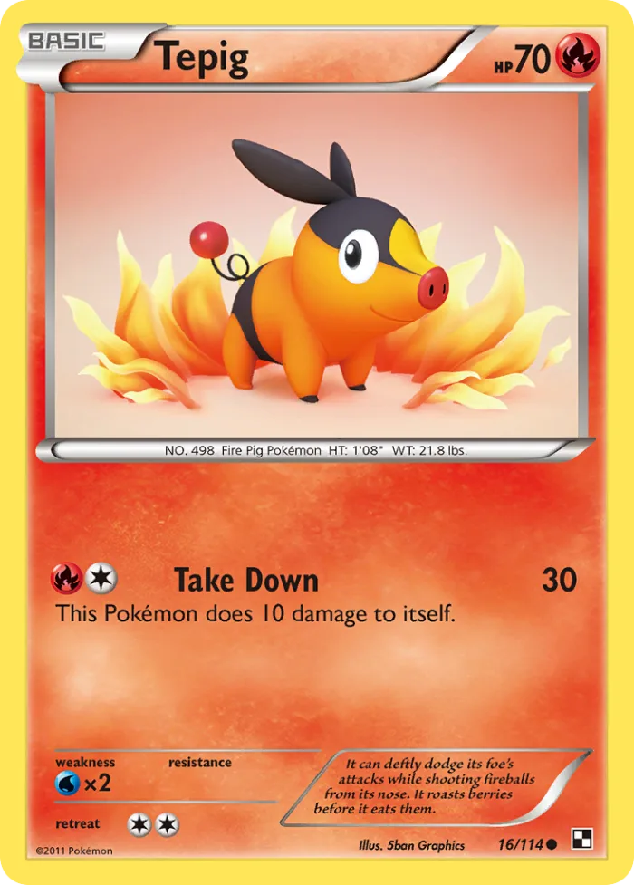 Tepig #16 Black & White Pokemon card
