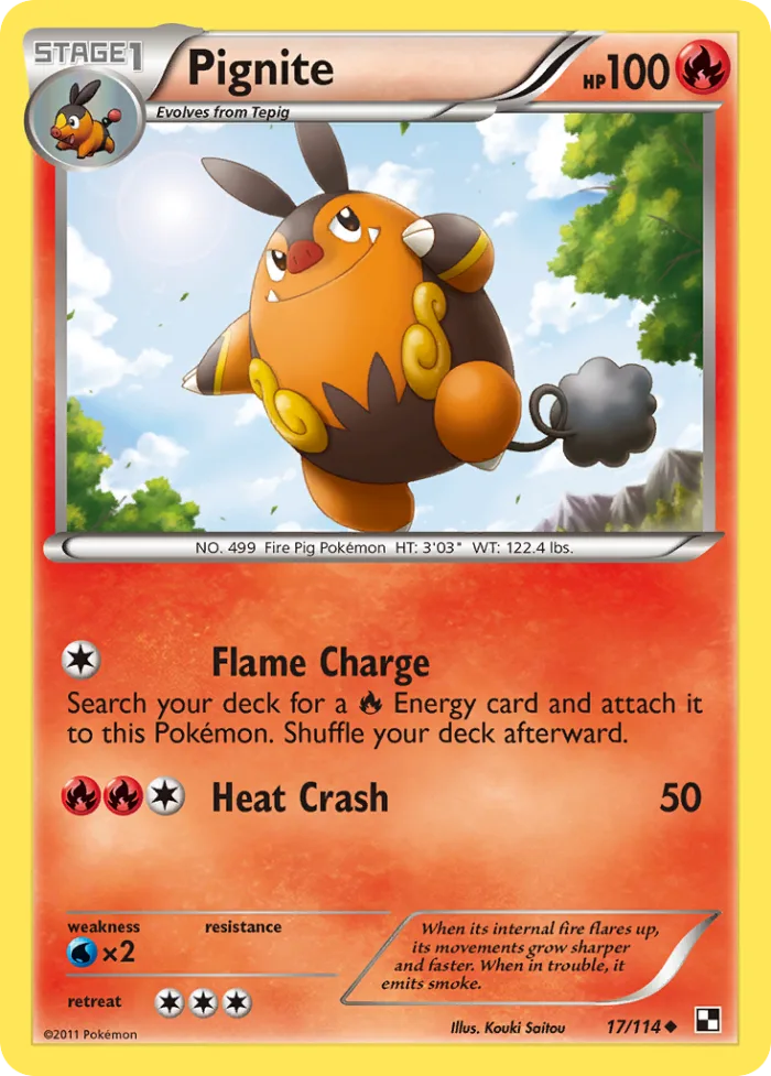 Pignite #17 Black & White Pokemon card