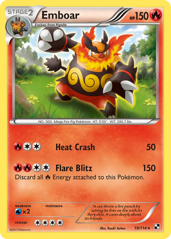 Emboar #19 Black & White Pokemon card