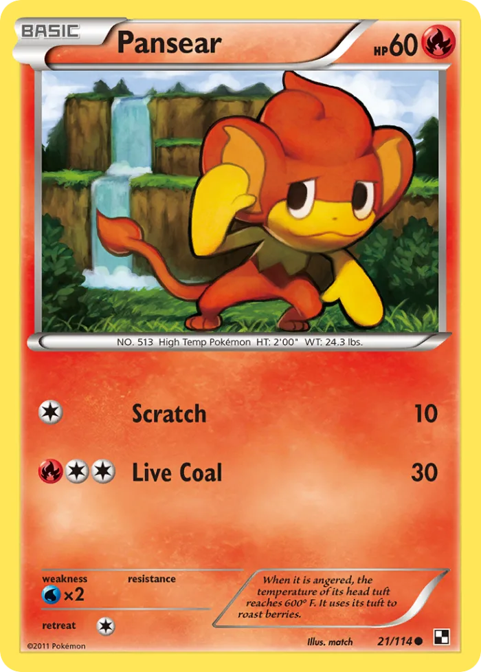 Pansear #21 Black & White Pokemon card