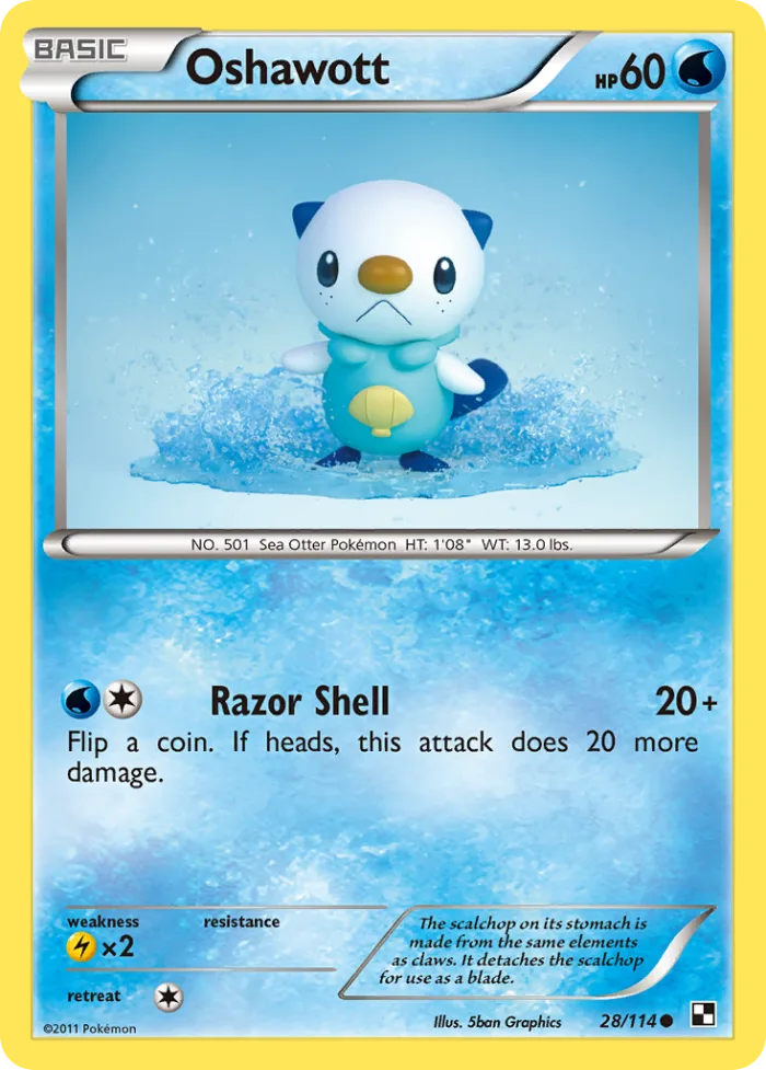 Oshawott #28 Black & White Pokemon card