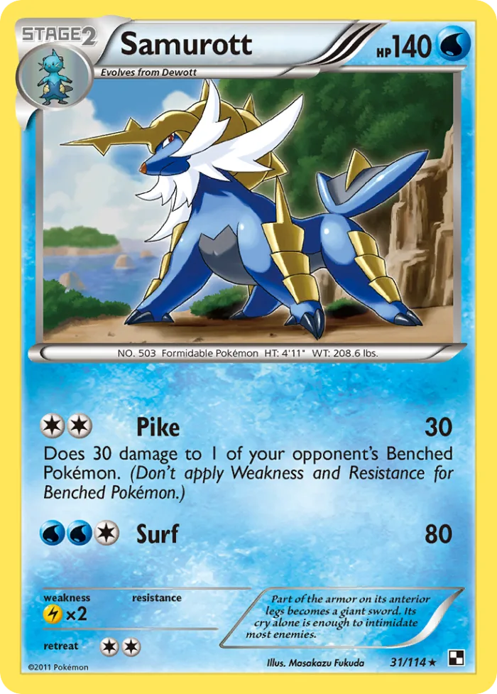 Samurott #31 Black & White Pokemon card