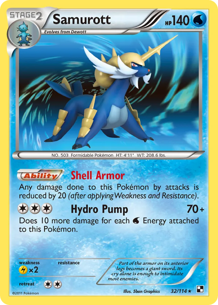 Samurott #32 Black & White Pokemon card