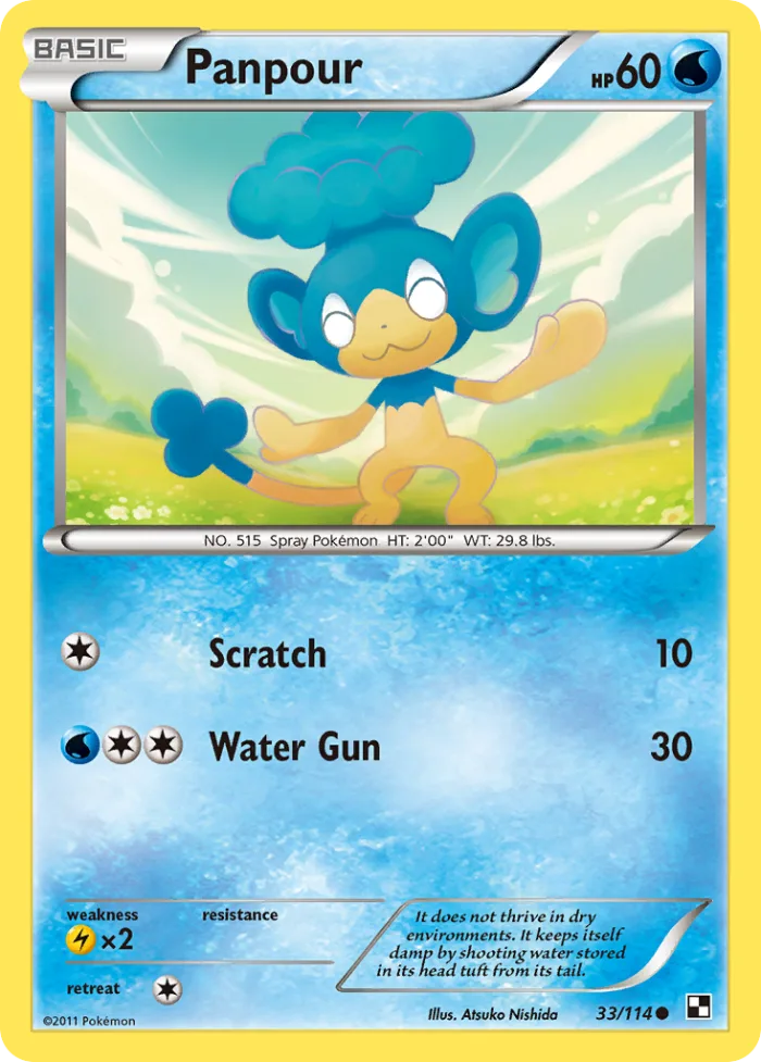 Panpour #33 Black & White Pokemon card