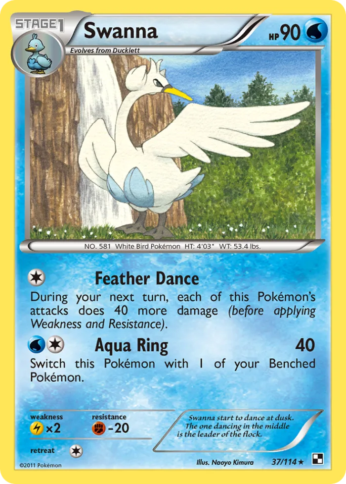 Swanna #37 Black & White Pokemon card