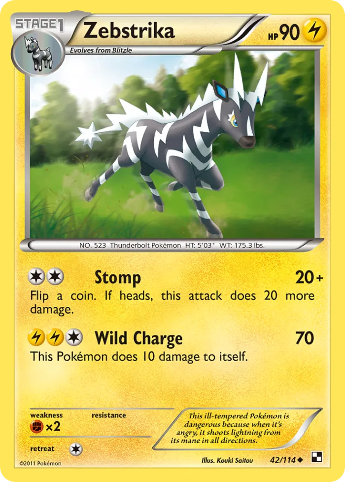 Zebstrika #42 Black & White Pokemon card