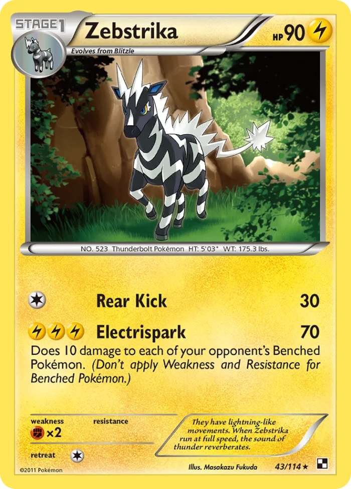 Zebstrika #43 Black & White Pokemon card