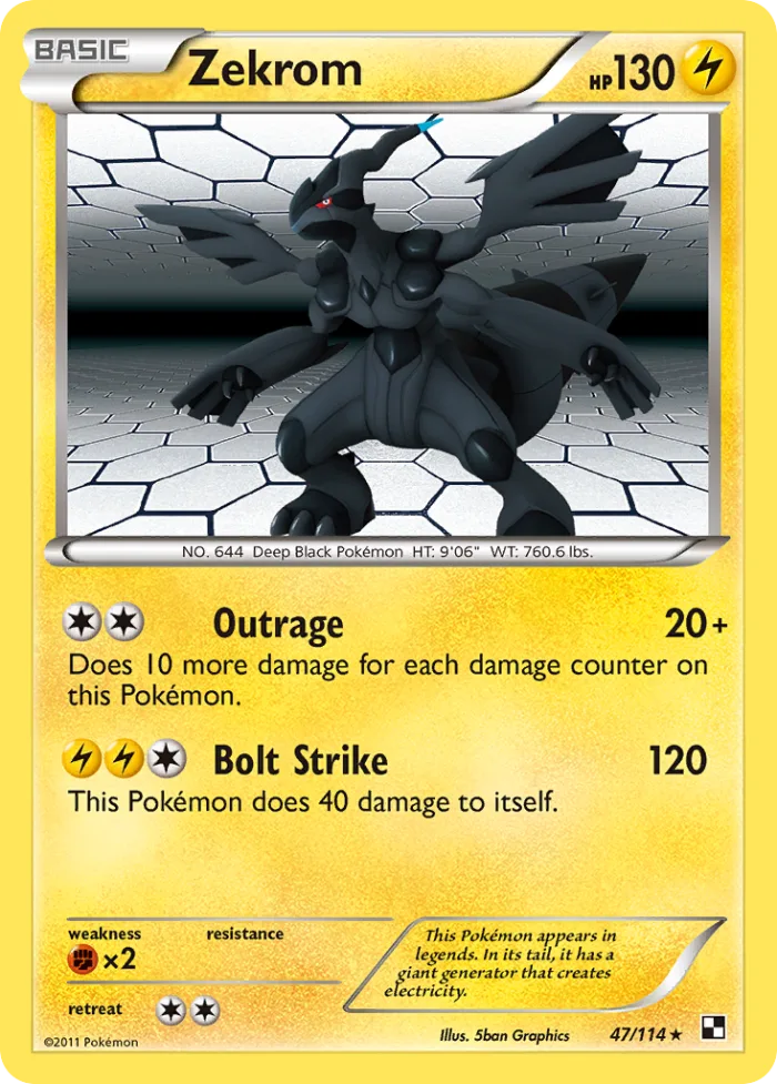 Zekrom #47 Black & White Pokemon card