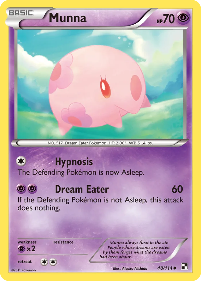 Munna #48 Black & White Pokemon card