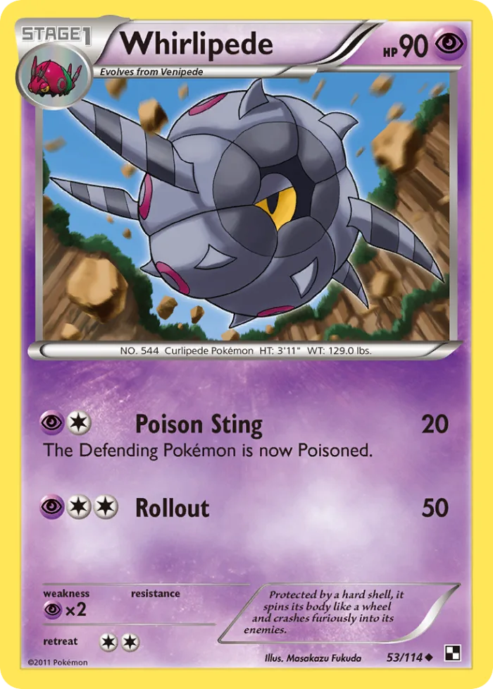 Whirlipede #53 Black & White Pokemon card