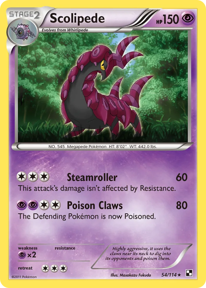 Scolipede #54 Black & White Pokemon card