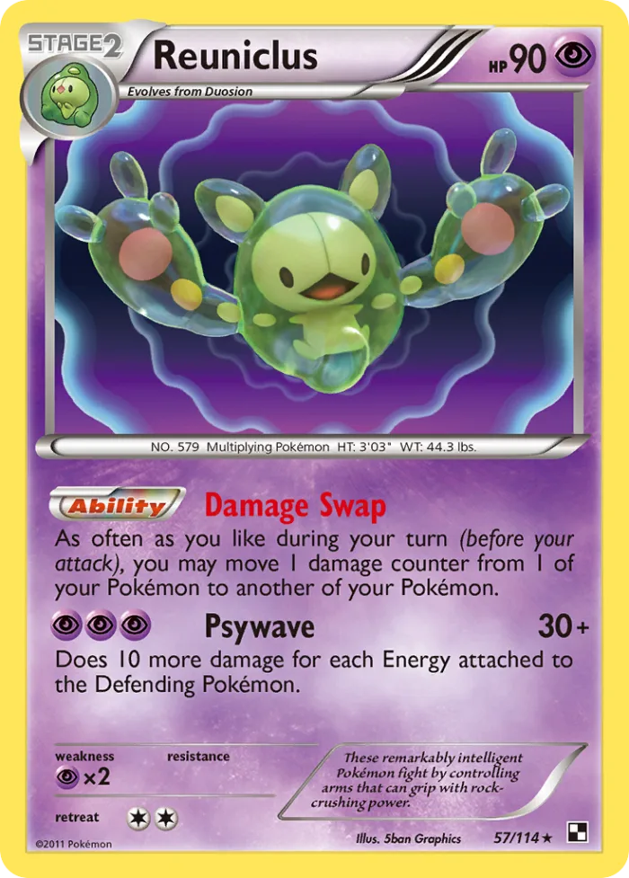 Reuniclus #57 Black & White Pokemon card