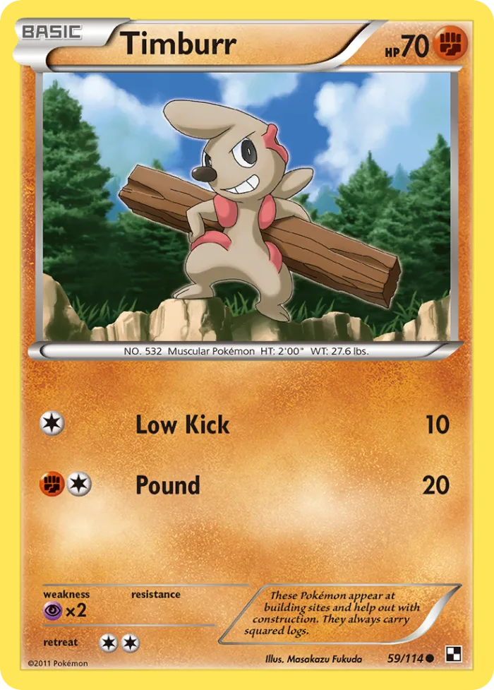 Timburr #59 Black & White Pokemon card