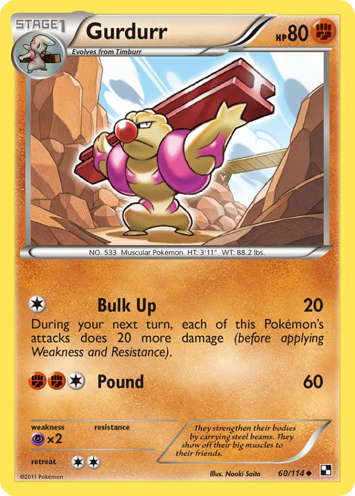 Gurdurr #60 Black & White Pokemon card