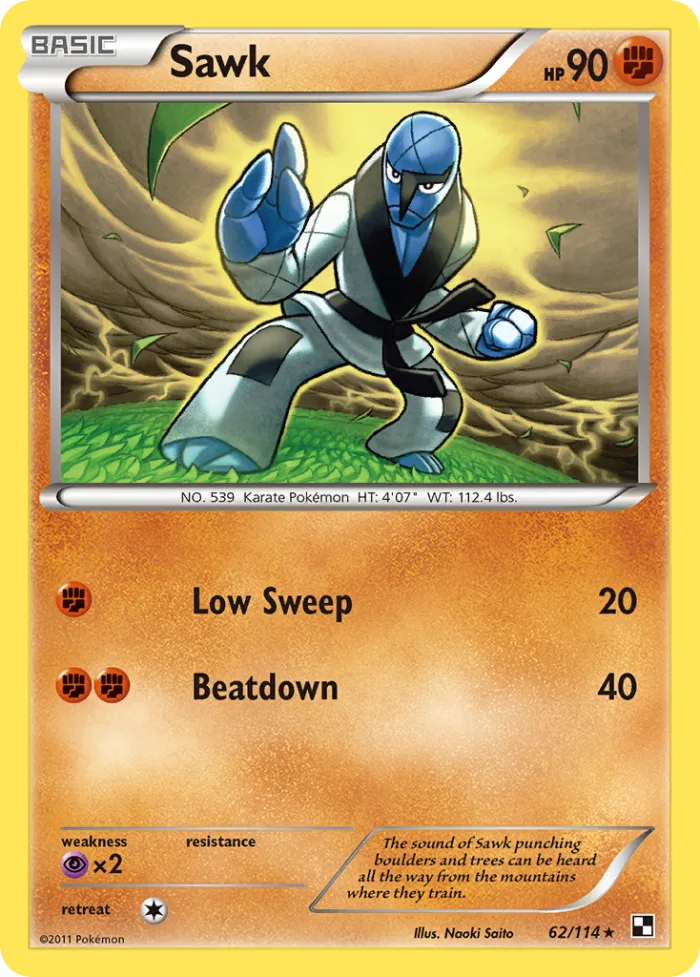 Sawk #62 Black & White Pokemon card