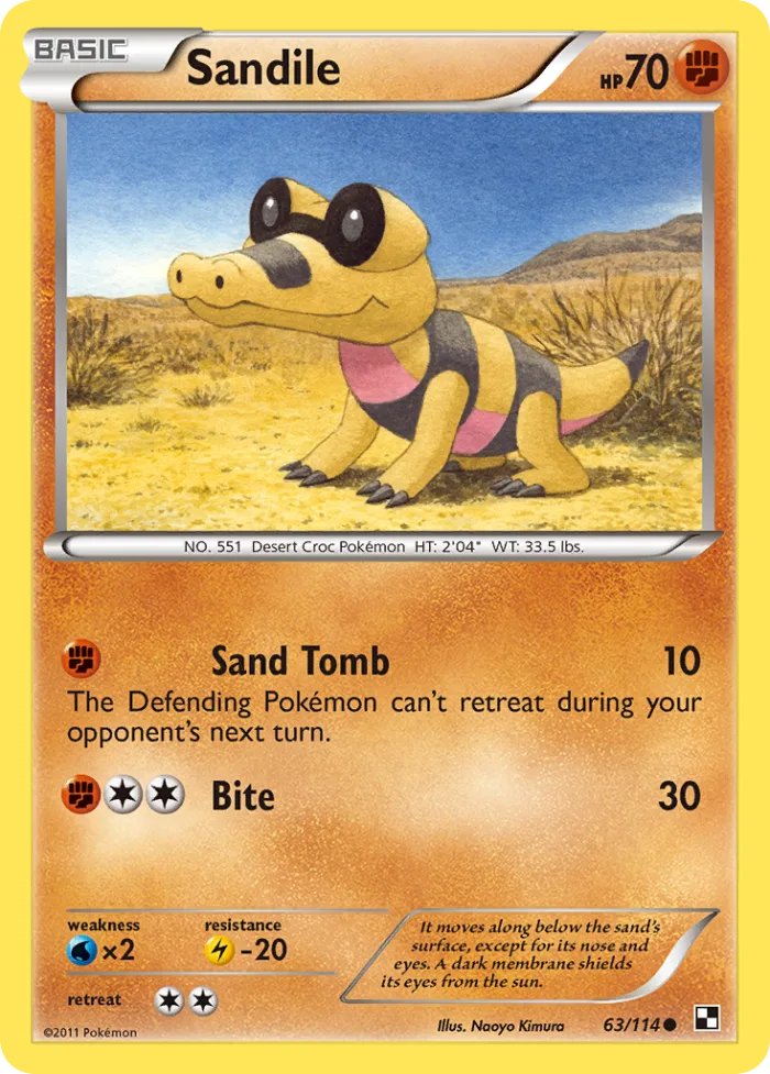 Sandile #63 Black & White Pokemon card