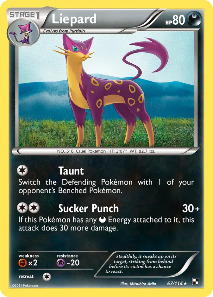 Liepard #67 Black & White Pokemon card